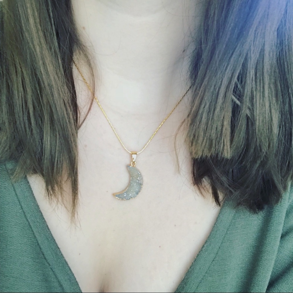 Druzy Moon Necklace - Picture 2 of 2